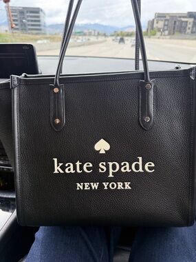 kate spade Black Tote with Cream Logo